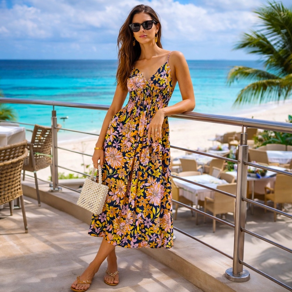 NEW J. Crew Smocked-Waist Poplin Dress In Dusk Floral